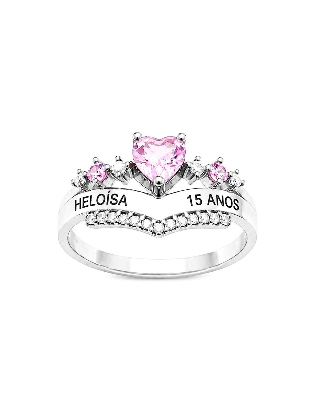 Anel Debutante Princess15 anos Prata 925 - Imagem 5