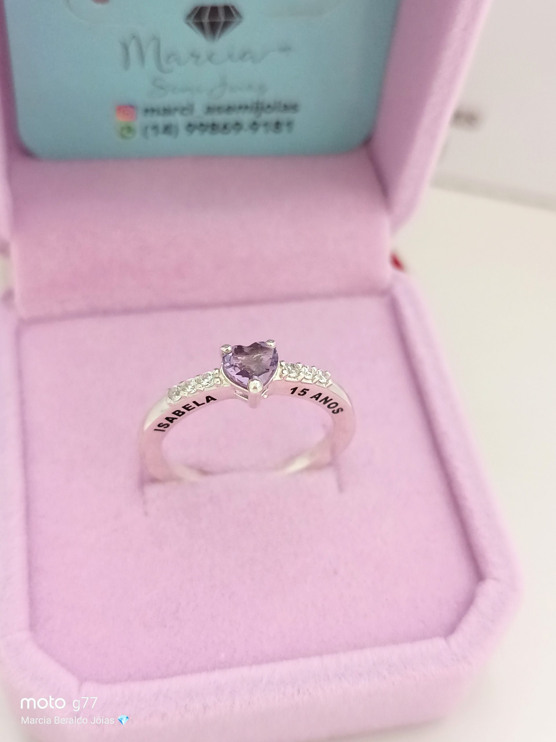 Kit Debutante 15 Anos Prata 925 Colar Debutante Nome+ Anel Debutante Coração - Imagem 5
